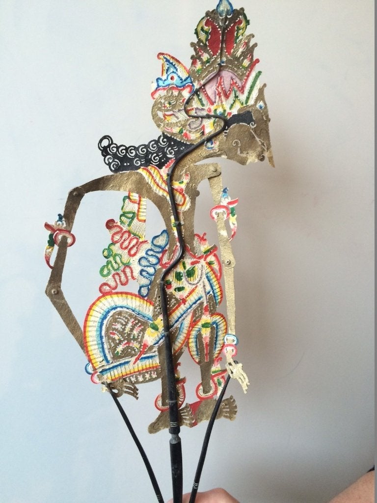Originele Indonesische Wayang Kulit Schaduwpop (Leder), Antiek en Kunst, Ophalen, Natuurlijk materiaal, Handgemaakt, Indonesië