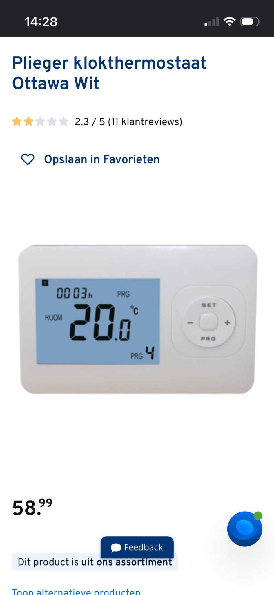 Plieger Klokthermostaat Ottawa Wit - Zo goed als nieuw, Ophalen of Verzenden, Slimme thermostaat, Zo goed als nieuw