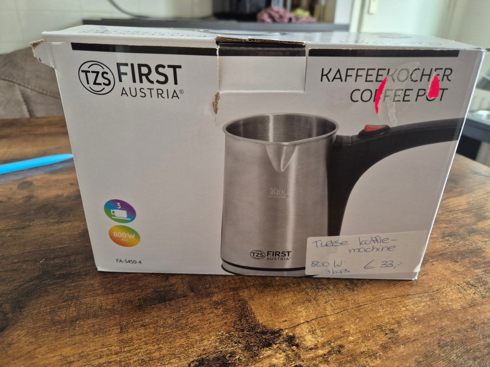 Nieuwe TZS First Austria Koffiekoker - Faillissementsveiling, Witgoed en Apparatuur, Overige modellen, Nieuw, Gemalen koffie, Ophalen of Verzenden