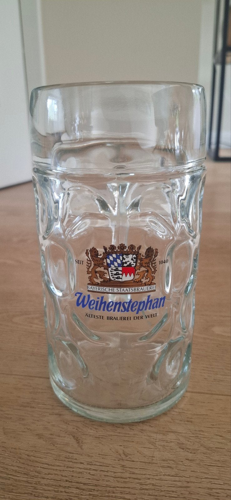 Weihenstephan Bierpul - Glazen Bierglas 1 liter, Verzamelen, Biermerken, Zo goed als nieuw, Pul(len), Overige merken, Ophalen of Verzenden