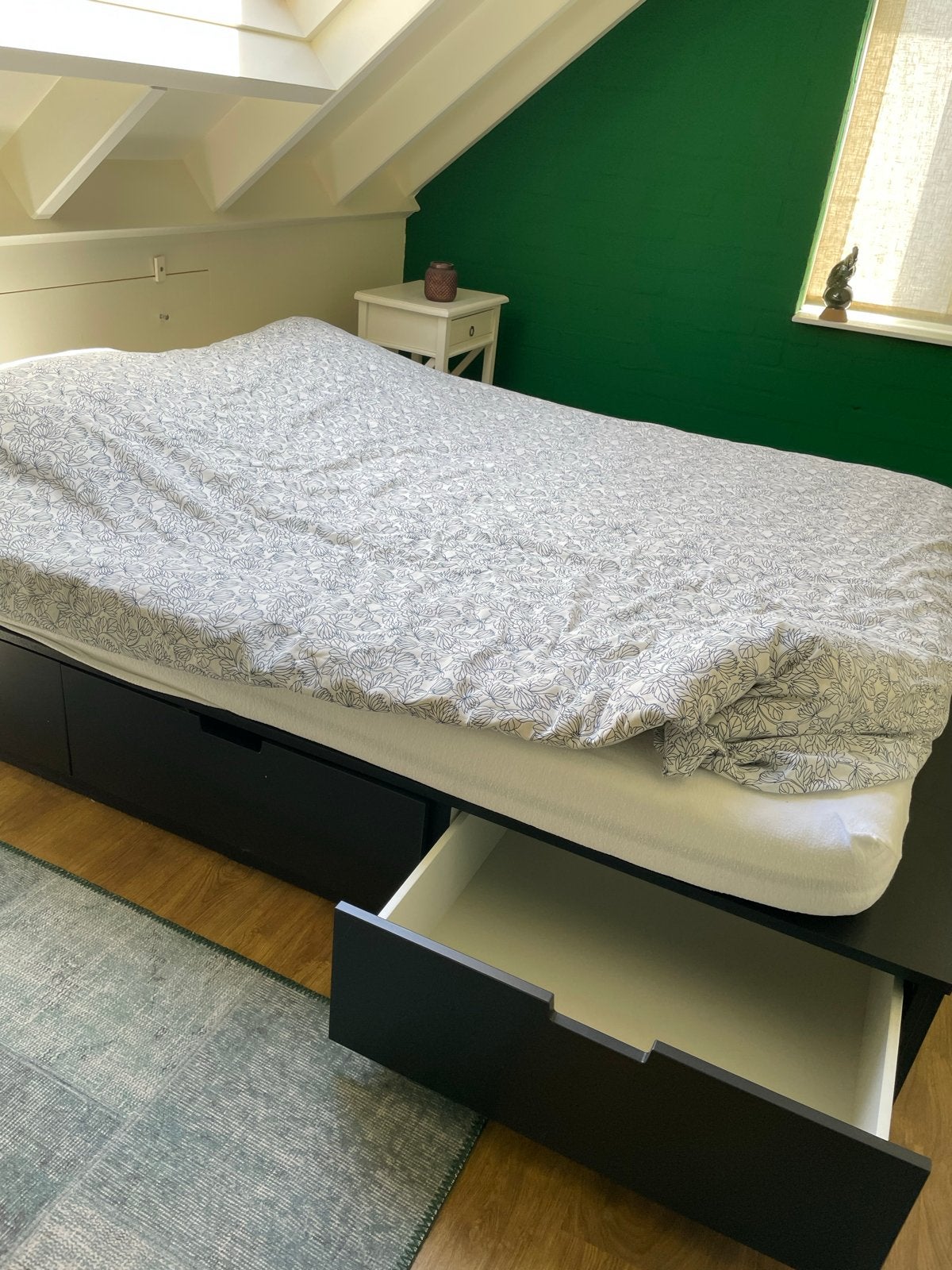 IKEA NORDLI Bedframe met opberglades 160x200, Ophalen, Gebruikt, Zwart, Tweepersoons