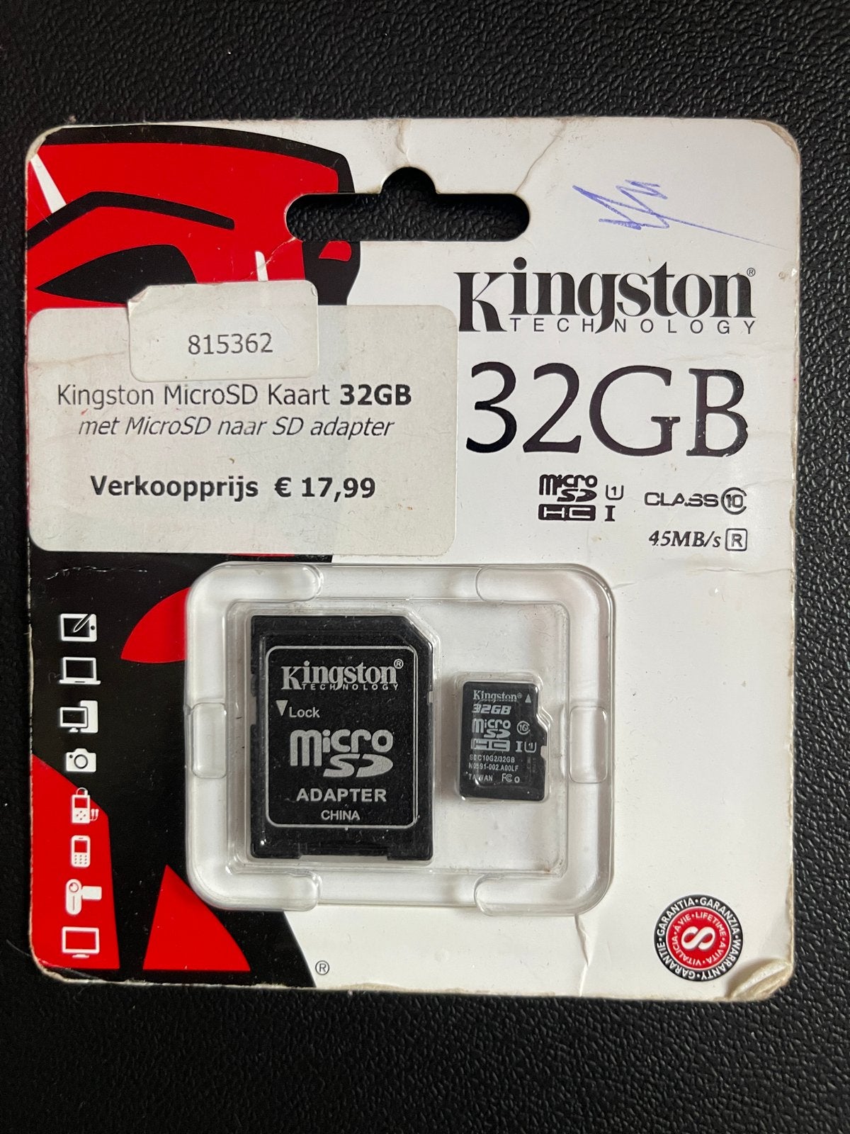 Kingston MicroSD Kaart 32GB met SD adapter, MicroSDHC, 32 GB, Geschikt voor Full HD video, Nieuw