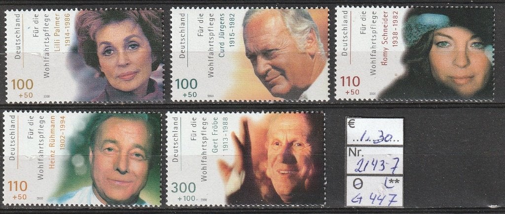 Bund Duitse Filmsterren Michel 2143-7 Nr.G447p, Postzegels en Munten, Verzenden, 1990 tot heden, Postfris