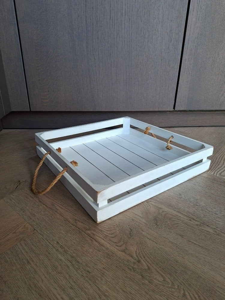 wit houten dienblad met een diameter van 40 cm, Huis en Inrichting, Woonaccessoires | Dienbladen, Ophalen of Verzenden, Rond, Hout