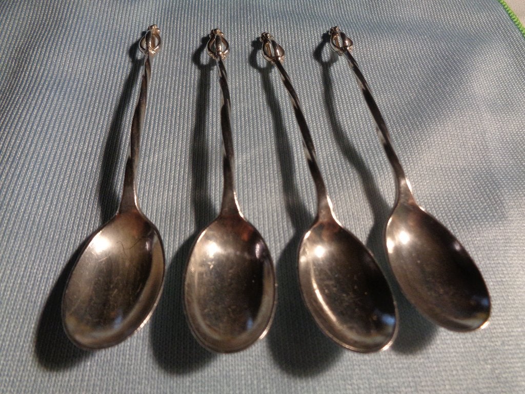 4 zilveren theelepels met kroon gemerkt, Ophalen of Verzenden, Zilver