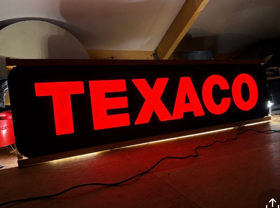 Groot Texaco reclamebord. Lichtplaat., Ophalen of Verzenden, Gebruikt, Reclamebord