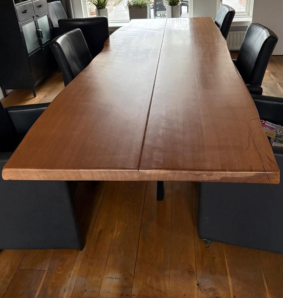 Massief Sipo Mahoniehouten Tafelblad, Huis en Inrichting, Tafels | Eettafels, Ophalen, Gebruikt, Klassiek, Robuust, 200 cm of meer