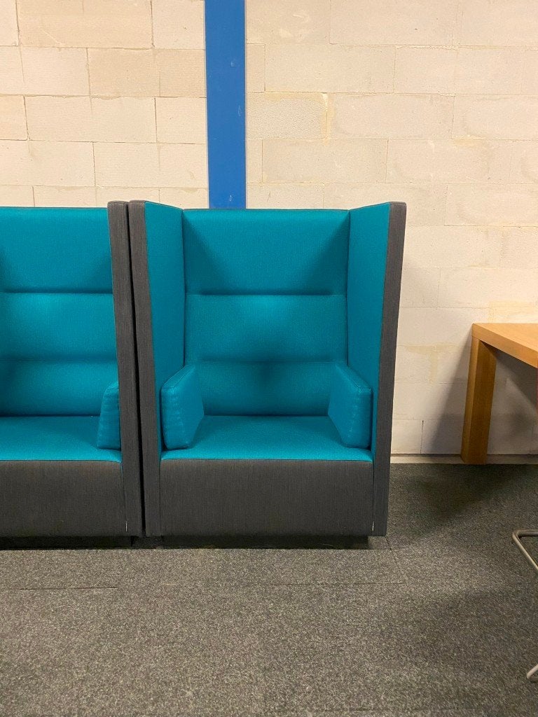 2 x Akoestische fauteuil Offecct Float High, antraciet/blauw, Ophalen, Gebruikt, 75 tot 100 cm, Stof
