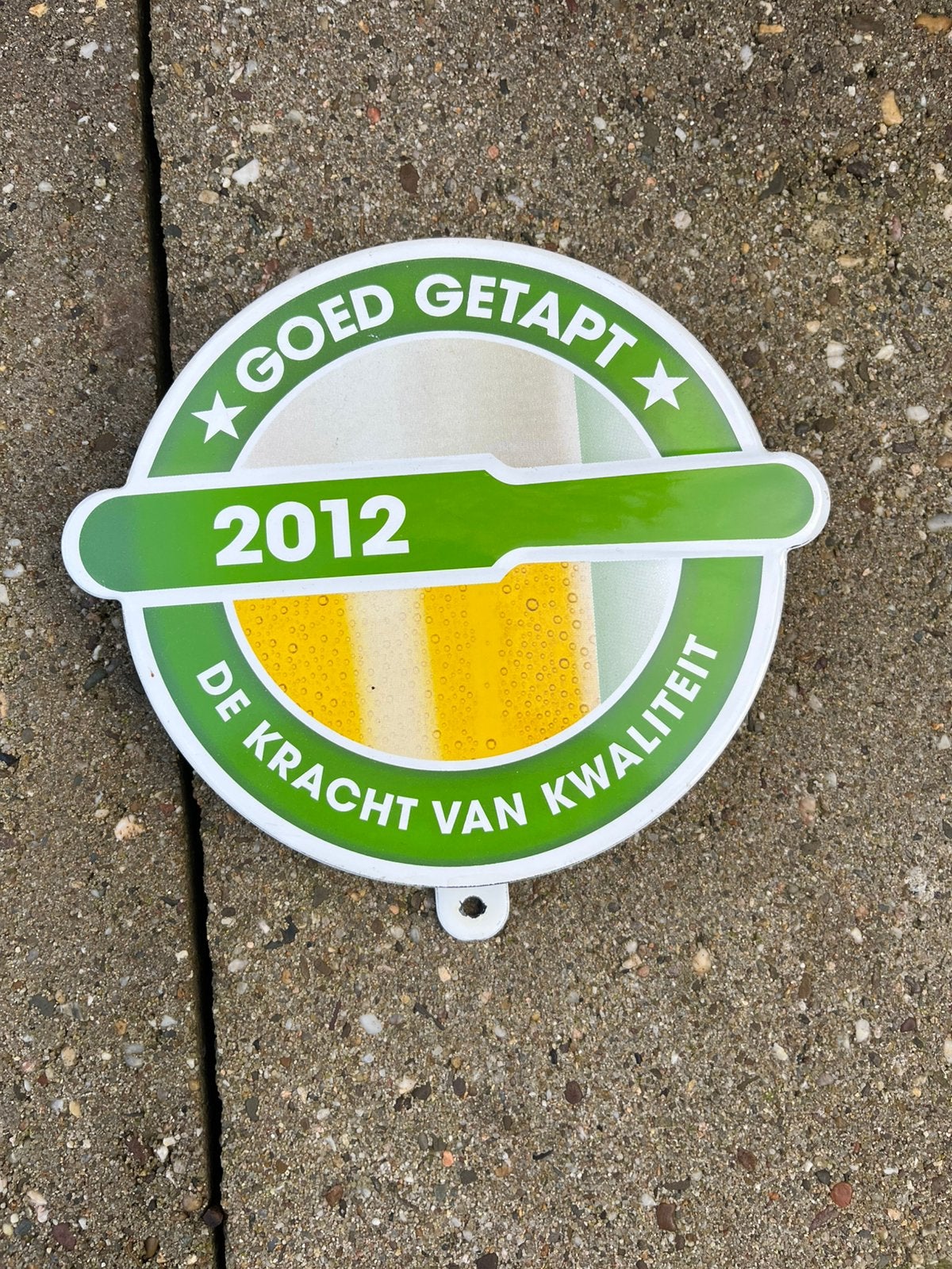 Emaille goed getapt 2012, Verzamelen, Biermerken, Ophalen of Verzenden, Zo goed als nieuw, Reclamebord, Plaat of Schild, Overige merken