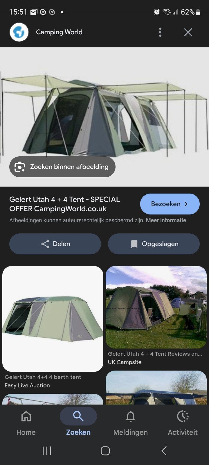 8-persoons tent Gelert Utah 4x4 - Ideaal voor familie, Ophalen of Verzenden