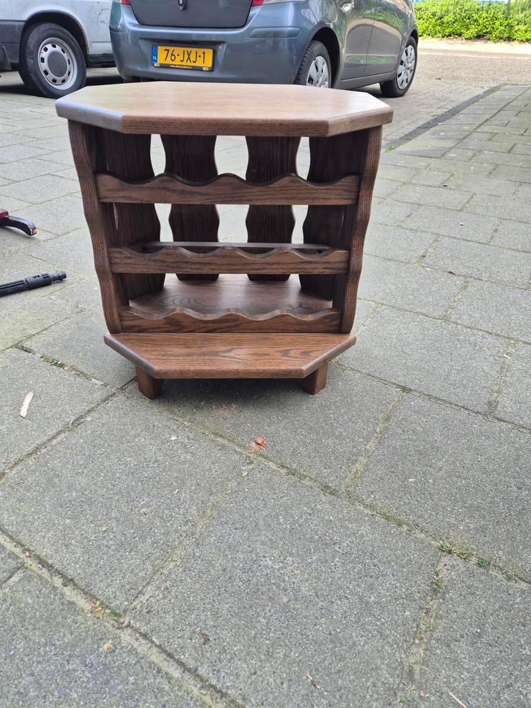 Eiken houten flessentafel, Ophalen of Verzenden, Zo goed als nieuw, Hout, Minder dan 50 cm