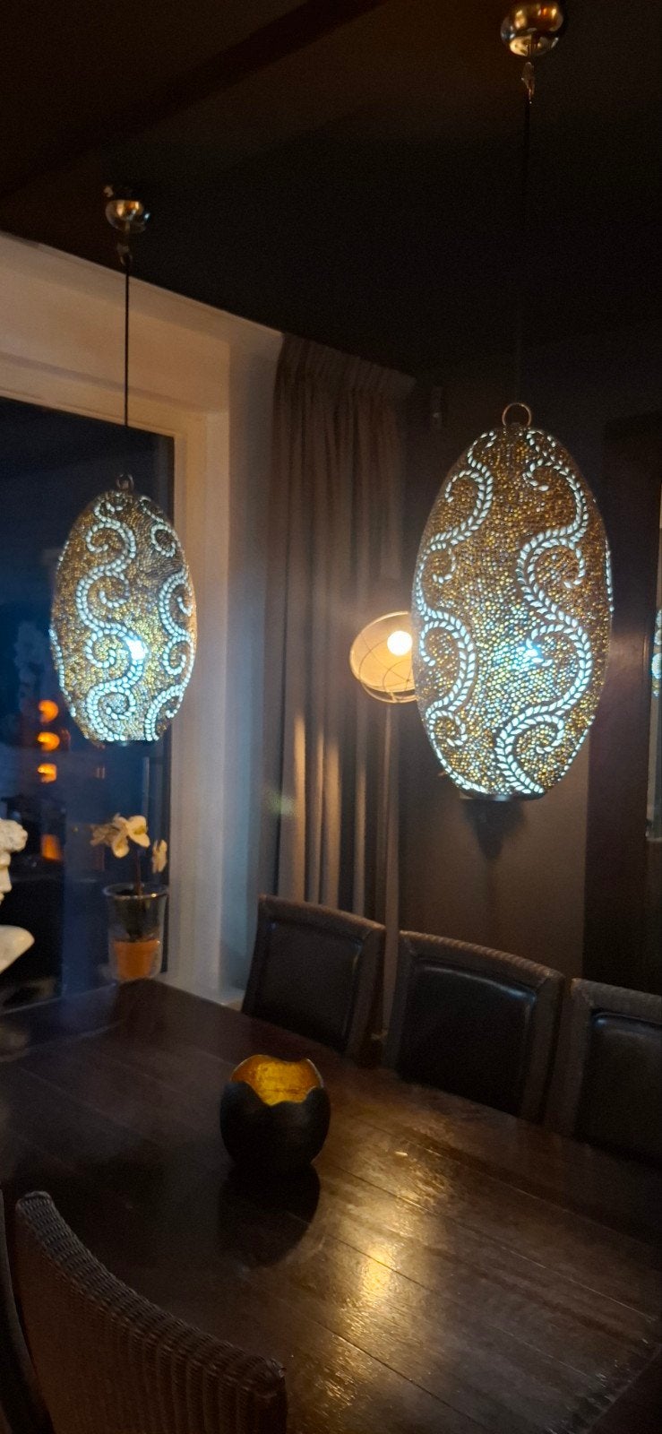 2 prachtige hand bewerkte Arabische lampen, Ophalen, Zo goed als nieuw, Metaal, Arabisch/Marokaans.