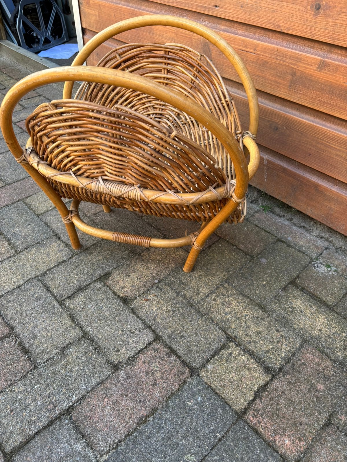 Vintage rotan en bamboe lektuurbak, Huis en Inrichting, Woonaccessoires | Krantenbakken en Lectuurbakken, Ophalen of Verzenden