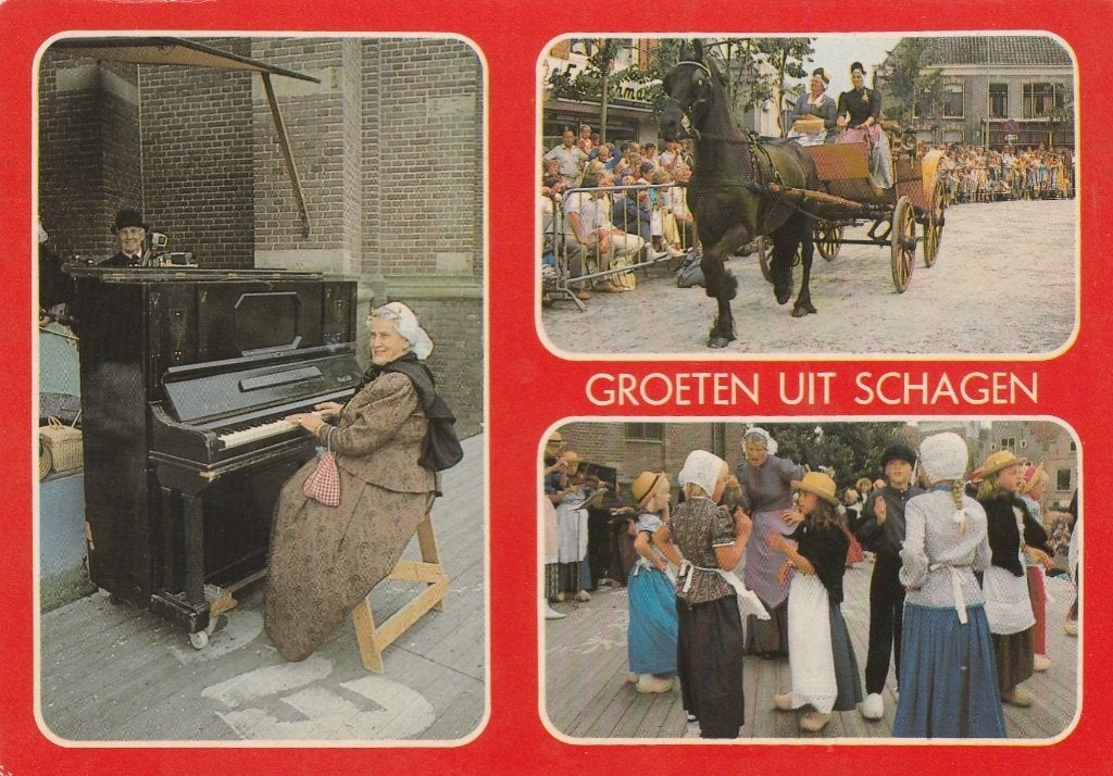 SCHAGEN Piano Paard Klederdracht Groeten, Verzamelen, Verzenden, 1960 tot 1980, Gelopen, Noord-Holland
