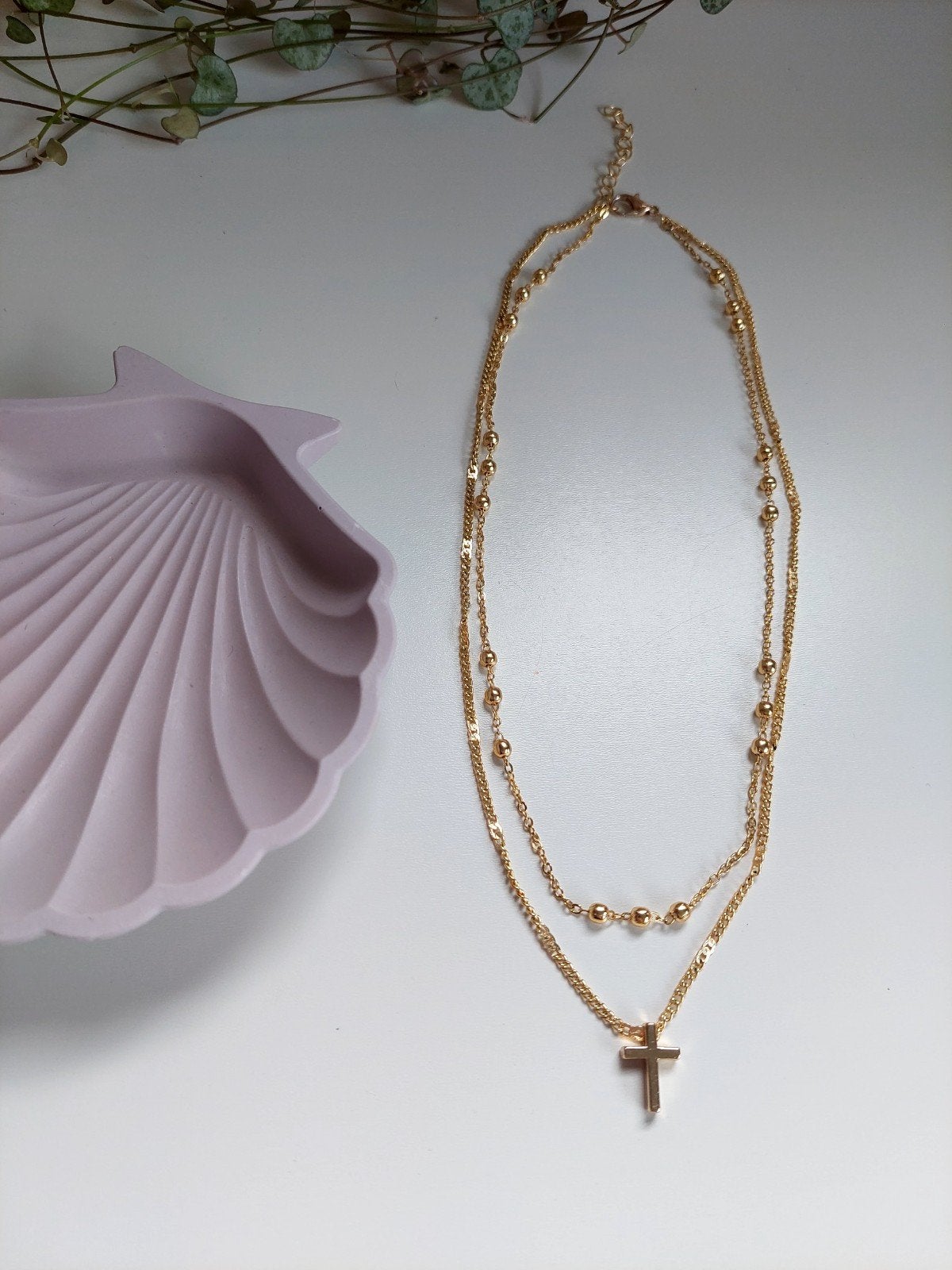 Ketting goudkleurig met kruisje, nieuw, Ophalen of Verzenden, Nieuw, Goud, Overige materialen