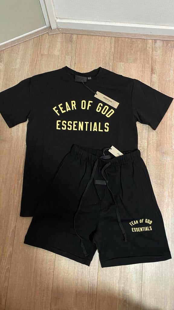 Fear of God Essentials Zwart T-shirt & Short Set, Ophalen of Verzenden, Nieuw, Overige maten