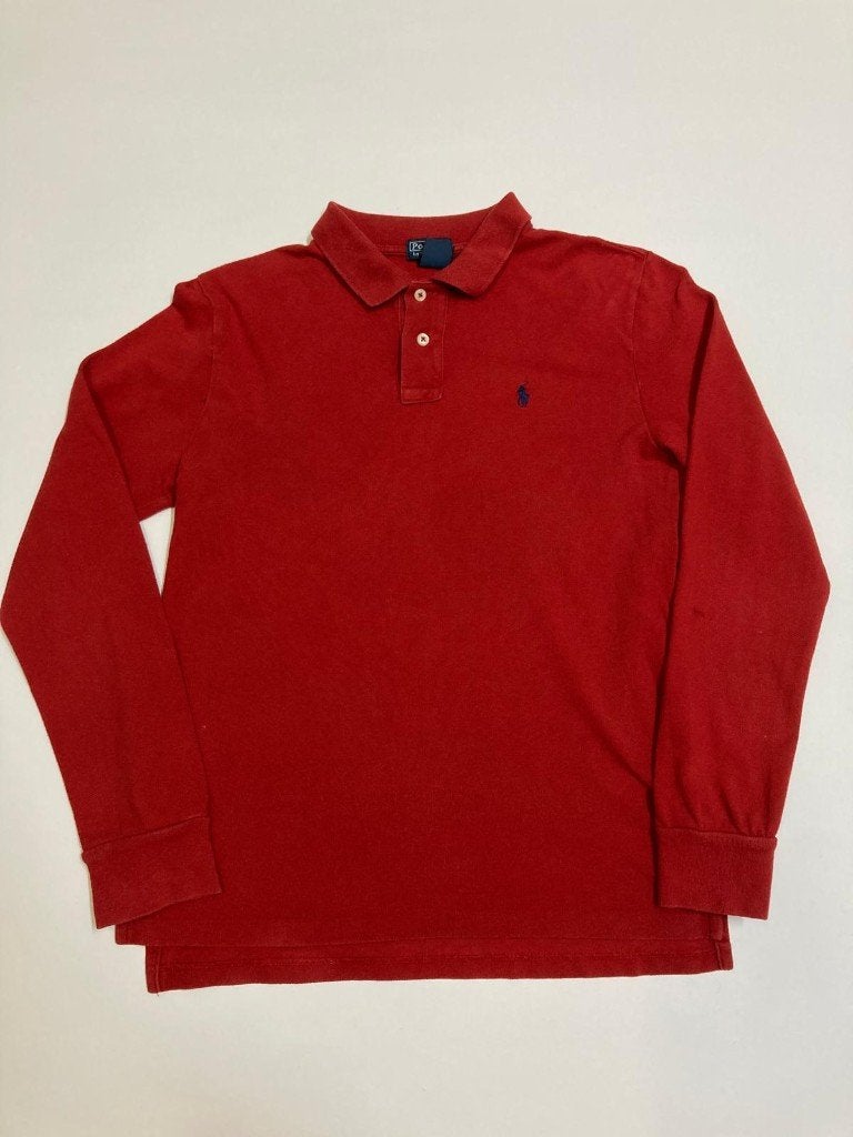 Y2K 2000S Ralph Lauren LongsleevePolo – L- Red – Blue Pony, Ralph Lauren, Ophalen of Verzenden, Gedragen, Rood