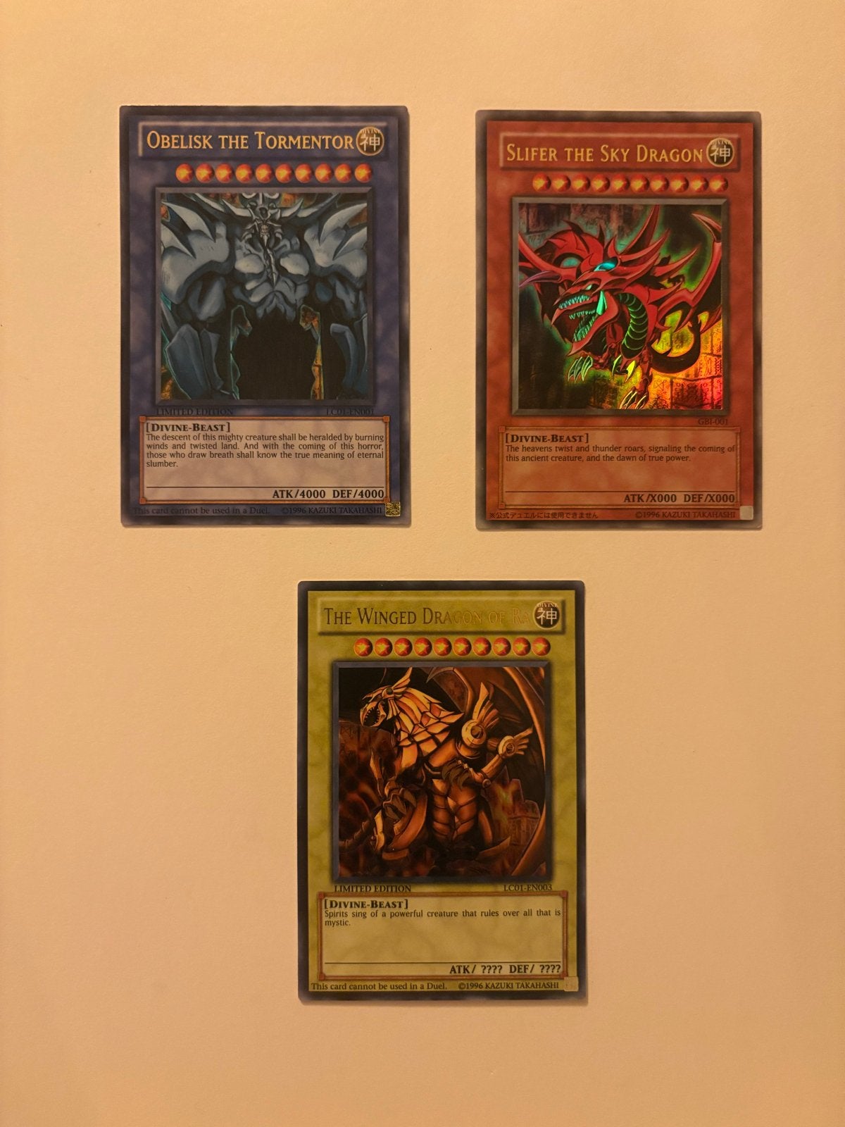 Yu-Gi-Oh! Egyptische God Kaarten Set (3 kaarten), Hobby en Vrije tijd, Ophalen of Verzenden, Zo goed als nieuw, Meerdere kaarten
