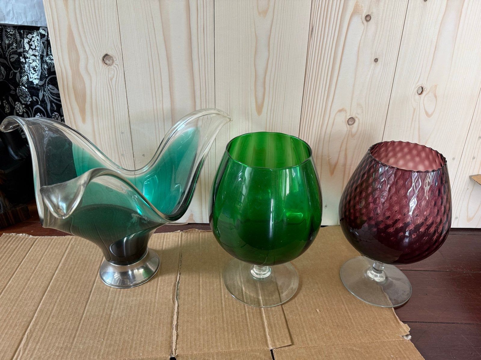 Set van 3 decoratieve glazen vazen/schaal, Ophalen