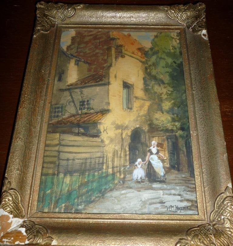 Aquarel - 1890 - Mathieu HORRIX - Kuiperspoort Middelburg, Ophalen, Realistisch, Gesigneerd, Aquarel