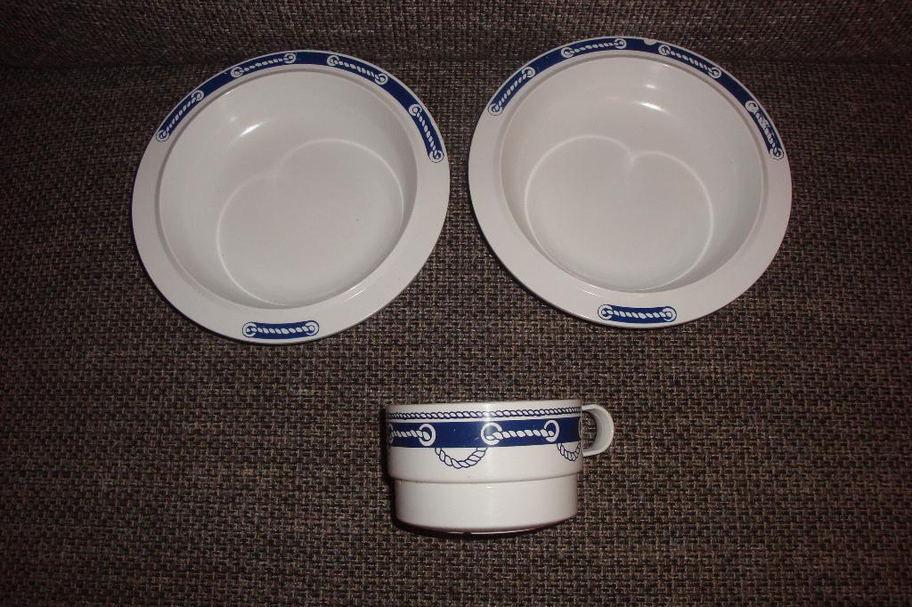3x Mepal camping servies Koen de Winter, wit blauw nautisch, Ophalen of Verzenden, Zo goed als nieuw
