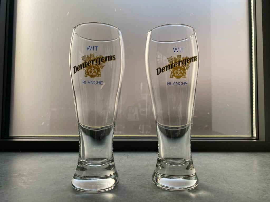 set van 2 Dentergems witbier glazen, Ophalen of Verzenden, Nieuw, Glas of Glazen, Overige merken