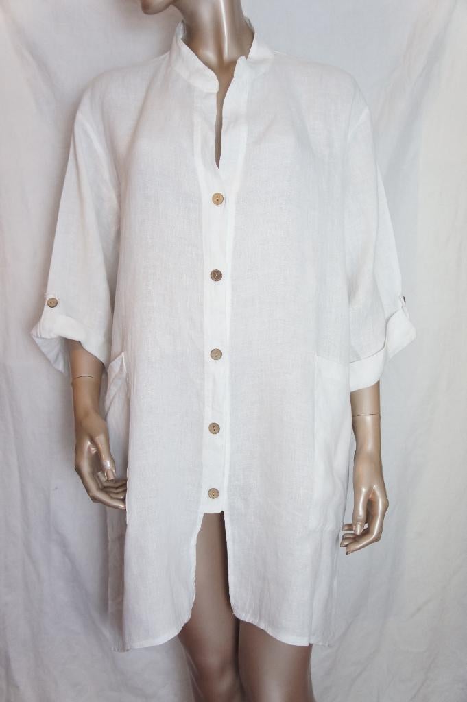 GINA LAURA blouse maat XL LINNEN, Kleding | Dames, Verzenden, Zo goed als nieuw, Maat 46/48 (XL) of groter, Wit