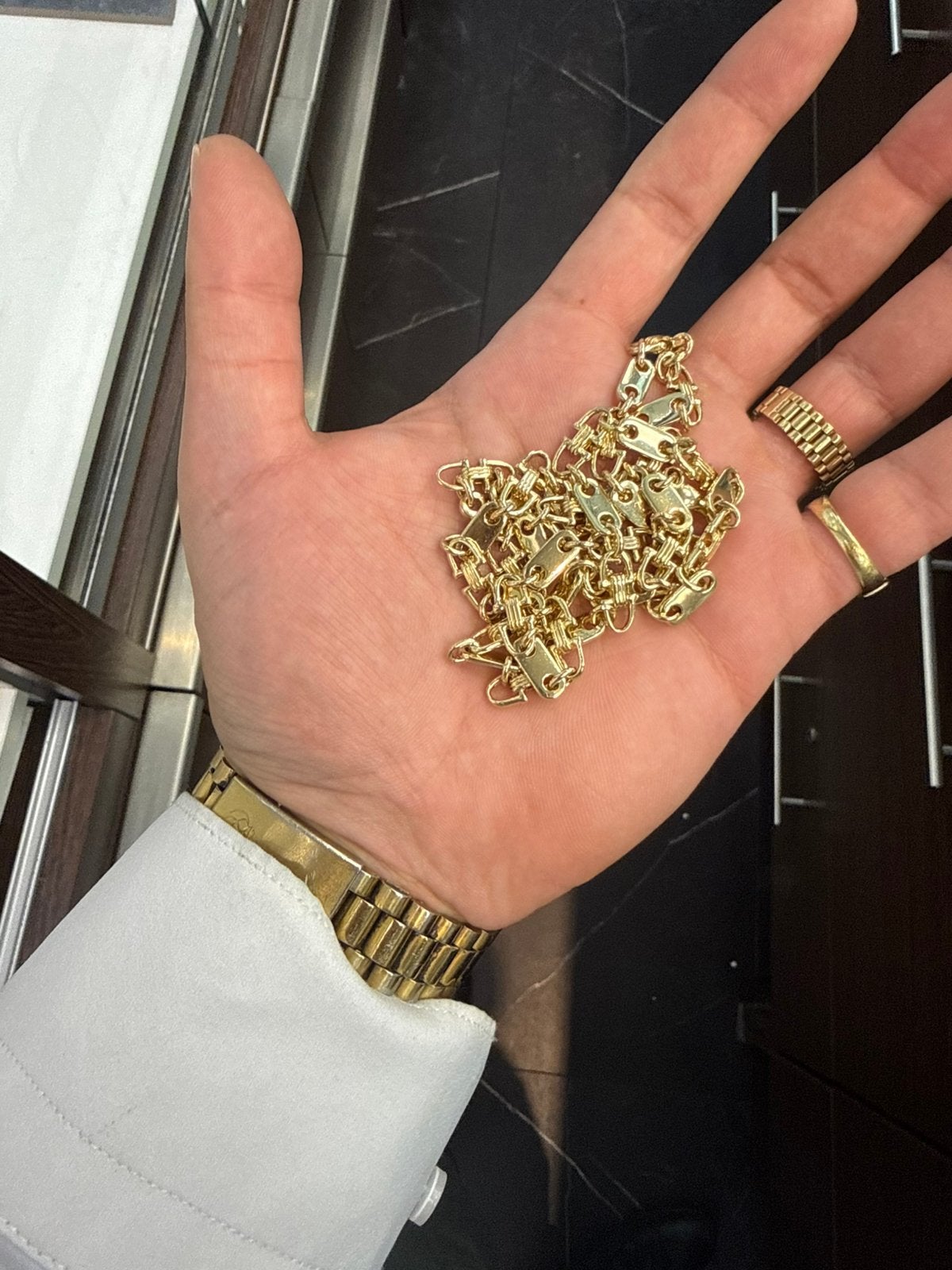 Prachtige 14k gouden massieve monte carlo ketting 70 cm 55gr, Ophalen of Verzenden, Zo goed als nieuw, Goud