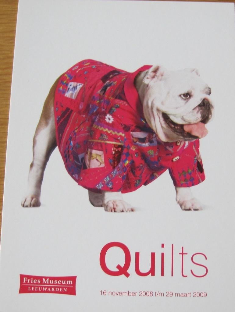 Kaart van een buldog met quilt - nieuw, Verzenden, 1980 tot heden, Ongelopen, Hond of Kat