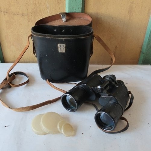 Verrekijker vintage 7 x 50 USSR Bomb zwart retro met hoes, Gebruikt, Minder dan 8x, Met hoes of tas, Porro (met knik)