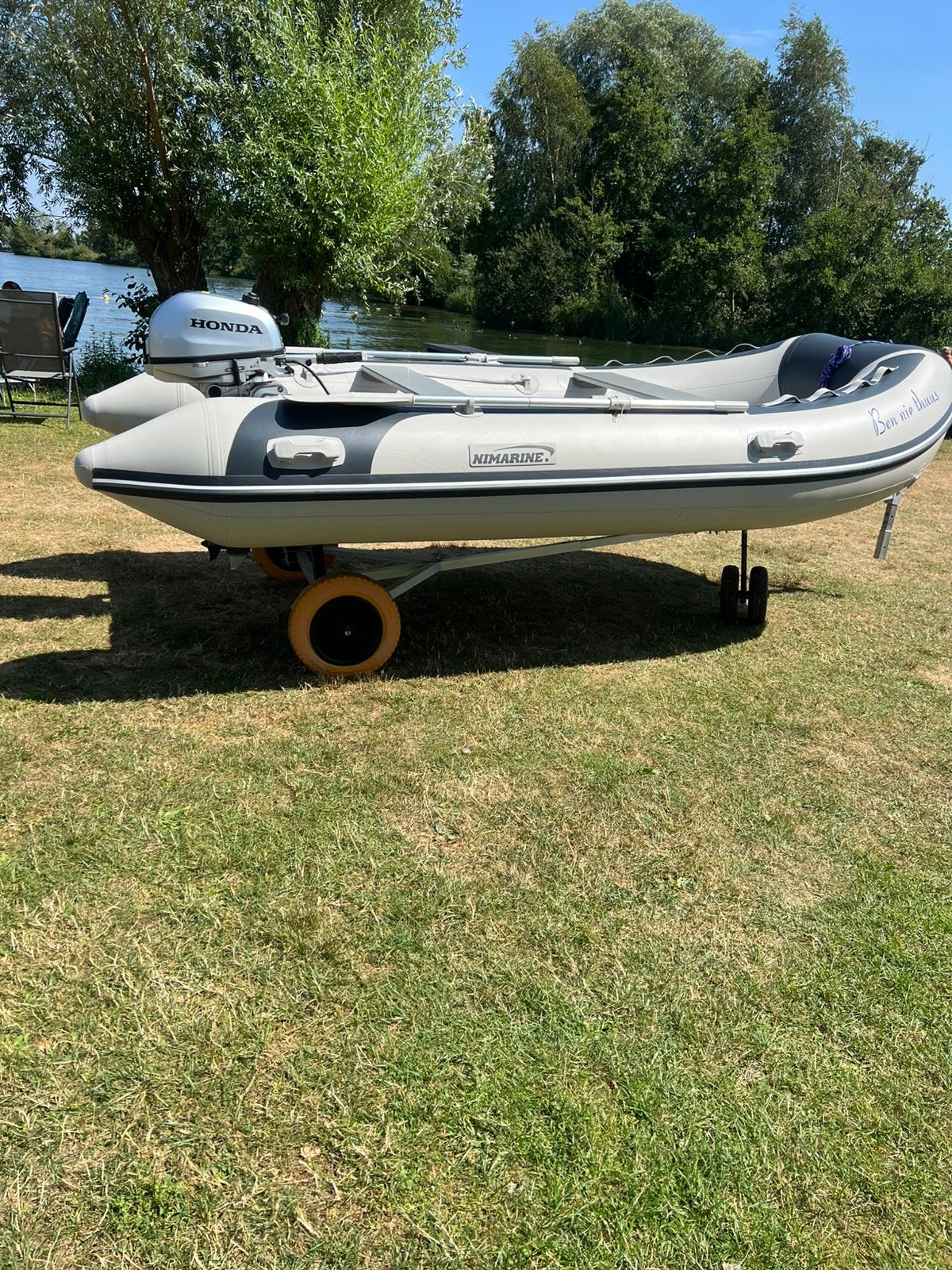Marine rubber boot 5 persoon 6 pk In nieuwstaat prijs 1995,0, Watersport en Boten, Rubberboten, Aluminium, 4 m, 6 pk, Zo goed als nieuw