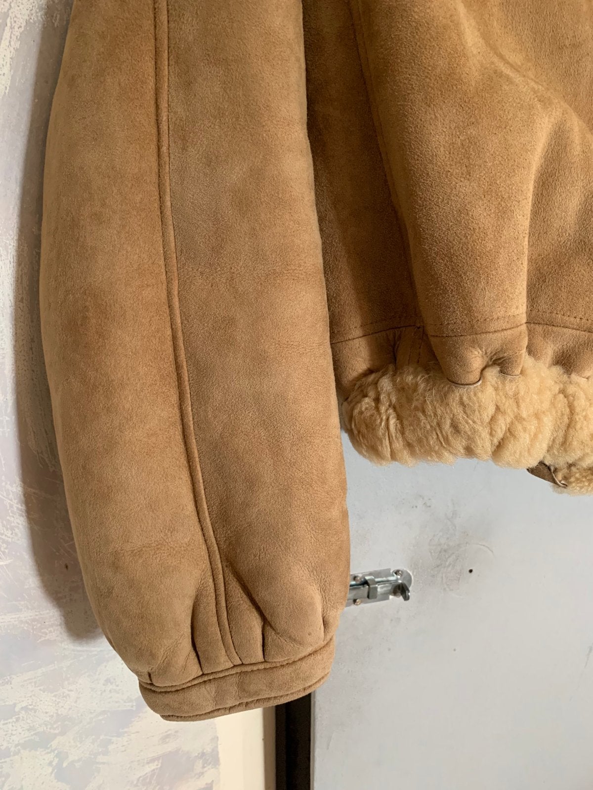 Vintage lammy bomberjack S M shearling cropped jas, Maat 38/40 (M), -, Beige, -