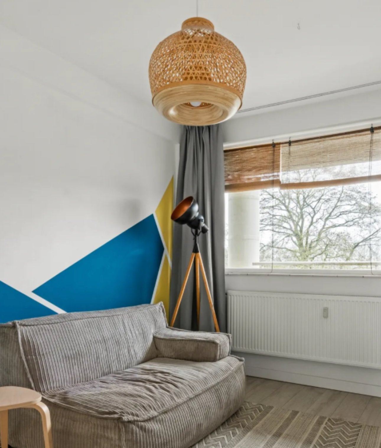 IKEA MISTERHULT Hanglamp, bamboe/handgemaakt, 45 cm, Ophalen, Zo goed als nieuw, Natuurlijk materiaal, E27 (groot)