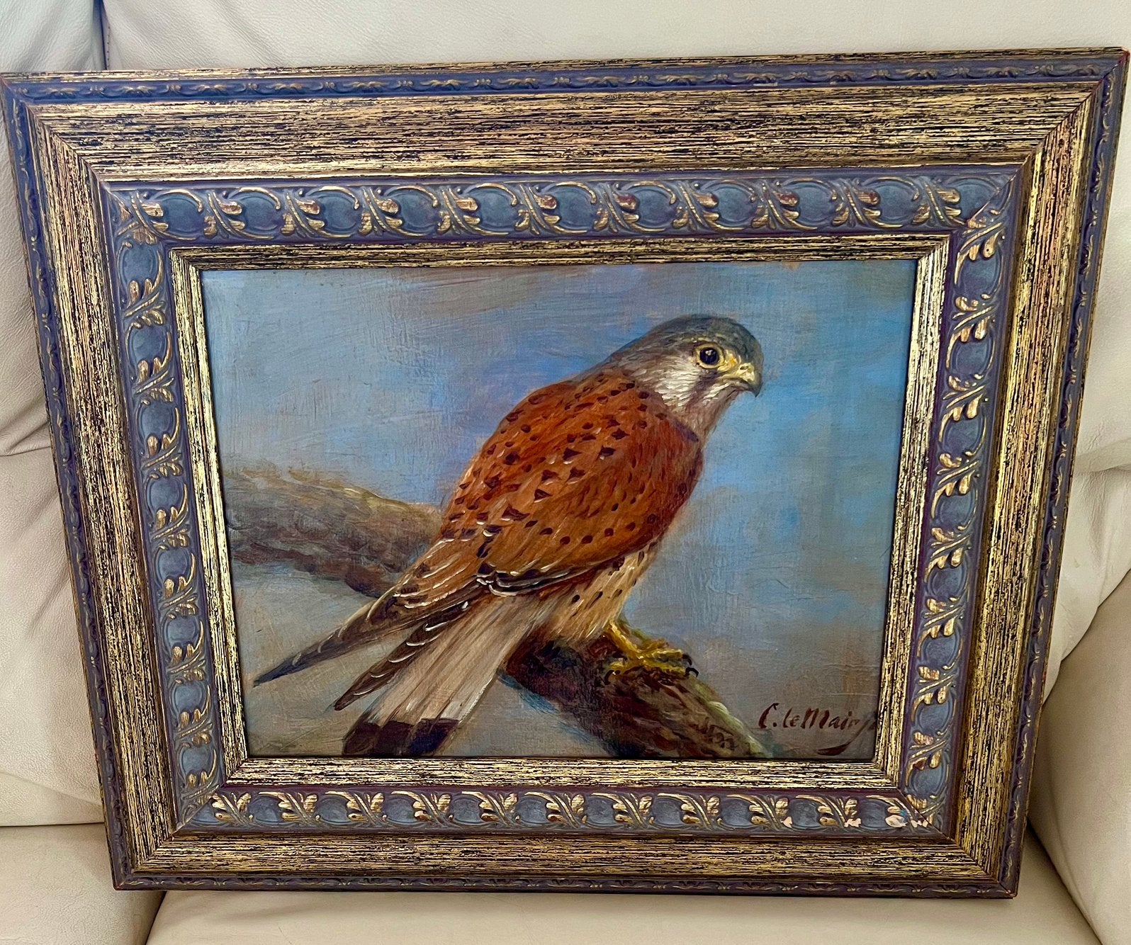 Cornelis le Mair . Kunstschilder Eindhoven Valk Vogel, Ophalen, Paneel, Oud hollands, Dieren