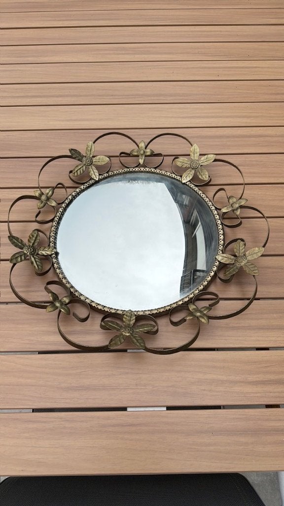 Vintage bolle spiegel – butlerspiegel / heksenspiegel, Ophalen, Rond, Minder dan 50 cm, Minder dan 100 cm