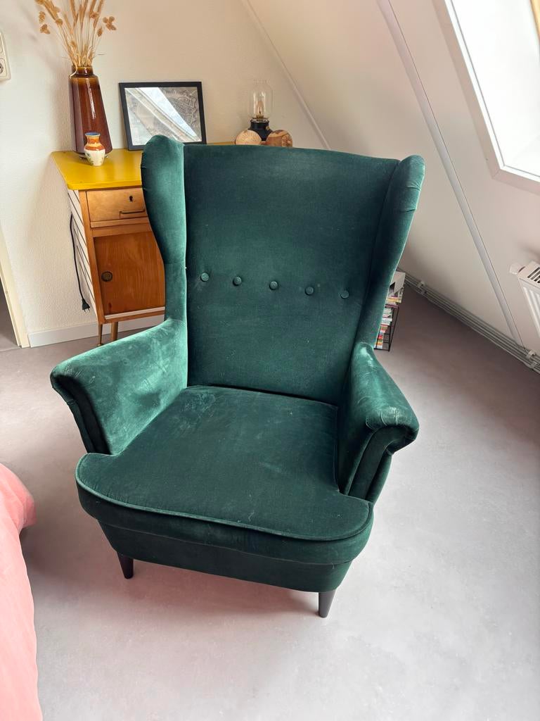 Groene fauteuil Ikea, Ophalen, Zo goed als nieuw, Stof, 75 tot 100 cm