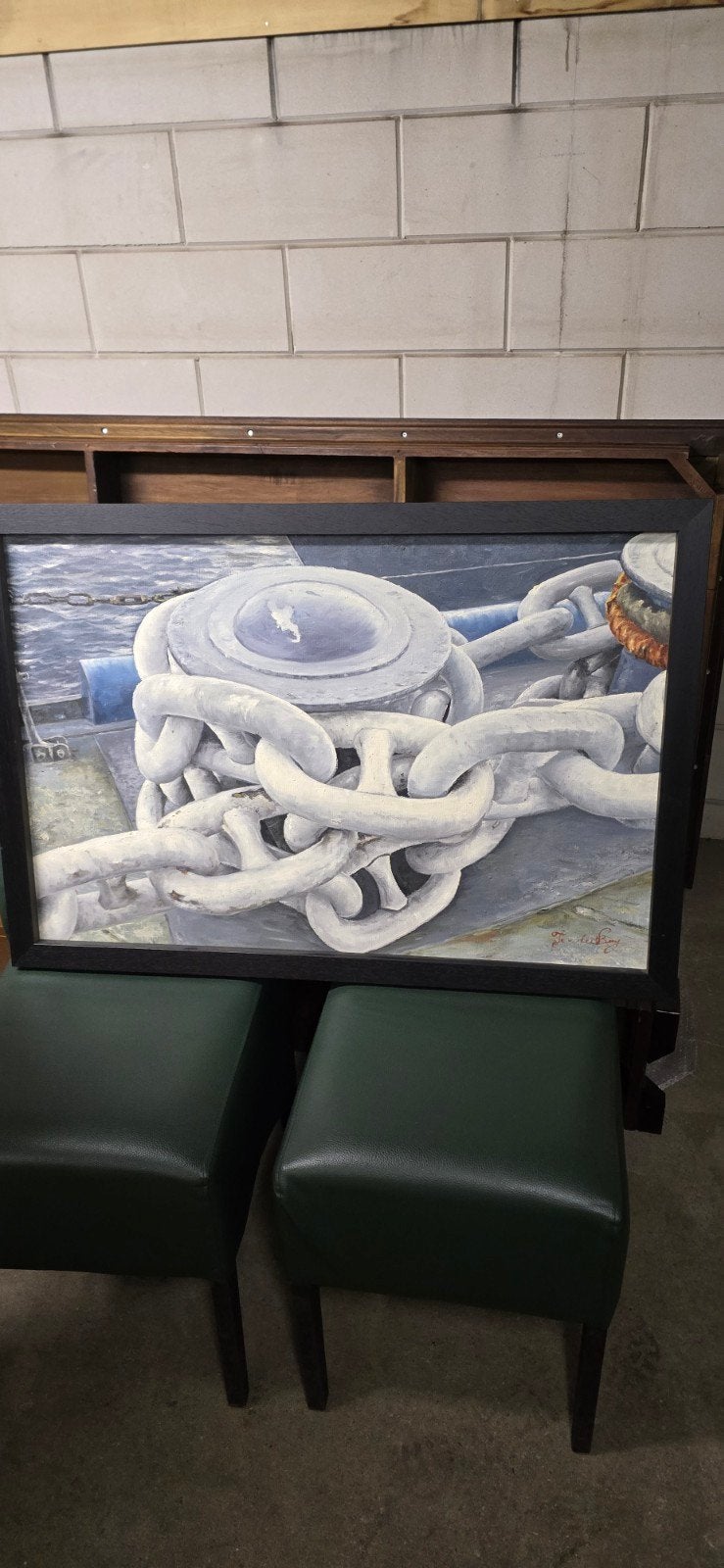 Groot Maritiem Realisme Schilderij - J. v. d. Berg, Antiek en Kunst, Ophalen of Verzenden
