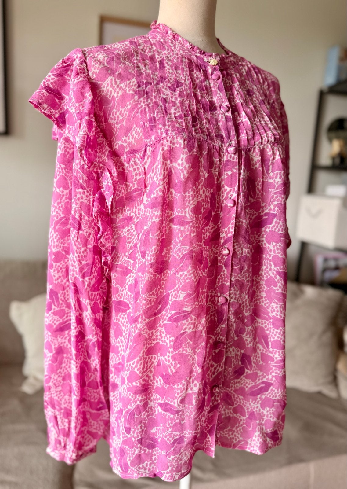 Fabienne Chapot Roze Blouse Maat 42 - Ruches & Plooien, Kleding | Dames, Blouses en Tunieken, Ophalen of Verzenden, Zo goed als nieuw