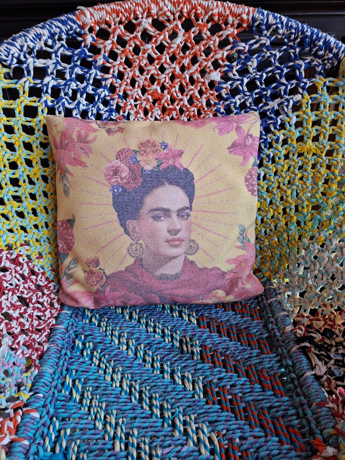 Frida Kahlo Kussen 45x45 cm, Huis en Inrichting, Woonaccessoires | Kussens, Ophalen of Verzenden, Zo goed als nieuw, Overige kleuren