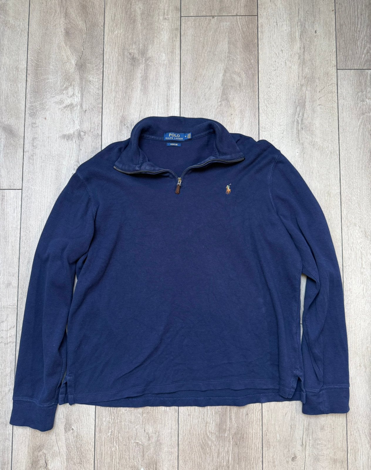 Polo Ralph Lauren Quarter Zip Navy M – Vintage Look, Kleding | Heren, Ophalen of Verzenden, Zo goed als nieuw, Maat 48/50 (M)