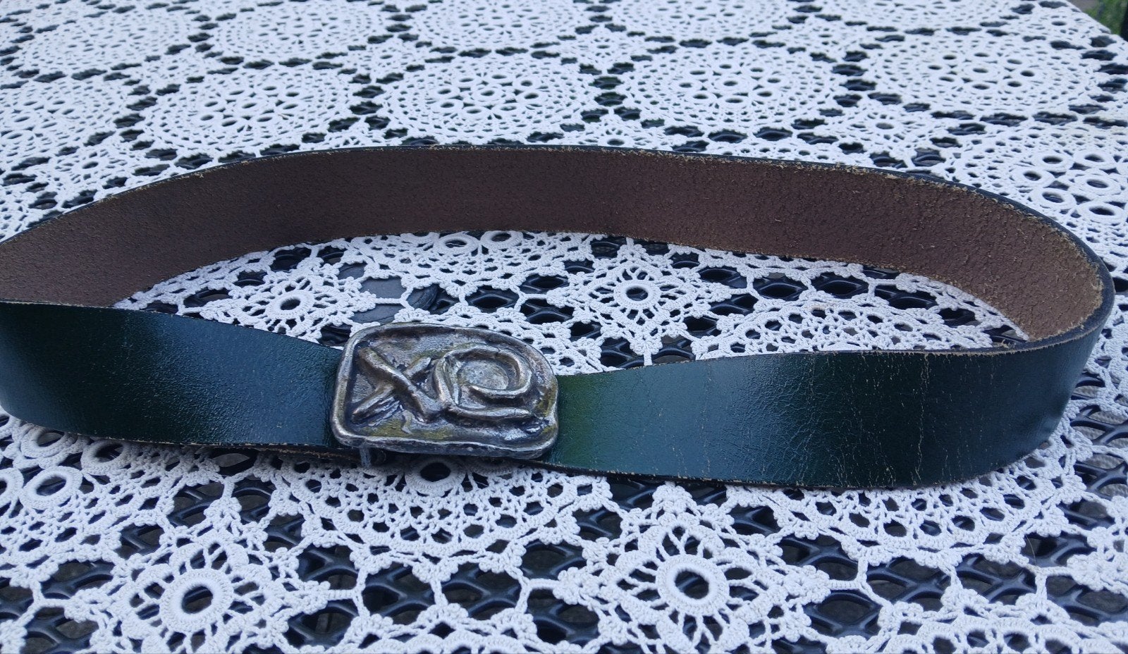 Groene vintage riem, Ophalen of Verzenden, Gedragen, Overige kleuren