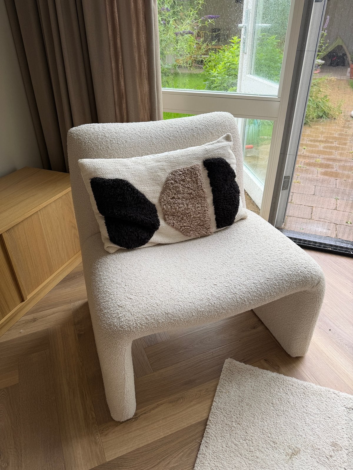 KARWEI fauteuil Kate naturel teddy stof, Ophalen, Eenpersoons, 75 tot 100 cm, Zo goed als nieuw