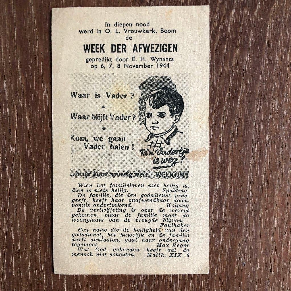 Boom (België) October 1944 Soort bidprentje: Week der afwe-, Boeken, Verzenden, Overige onderwerpen, Tweede Wereldoorlog, Gelezen