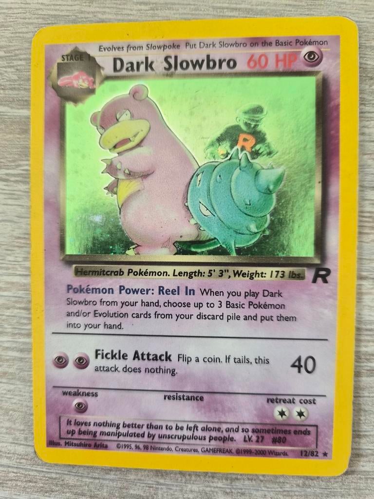 Dark Slowbro holo team rocket 12/82, Ophalen of Verzenden, Gebruikt, Losse kaart, Foil