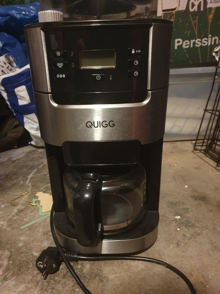 Quigg Koffiezetapparaat met maalwerk - Zo goed als nieuw, Witgoed en Apparatuur, Ophalen, 10 kopjes of meer, Koffiemachine, Koffiebonen