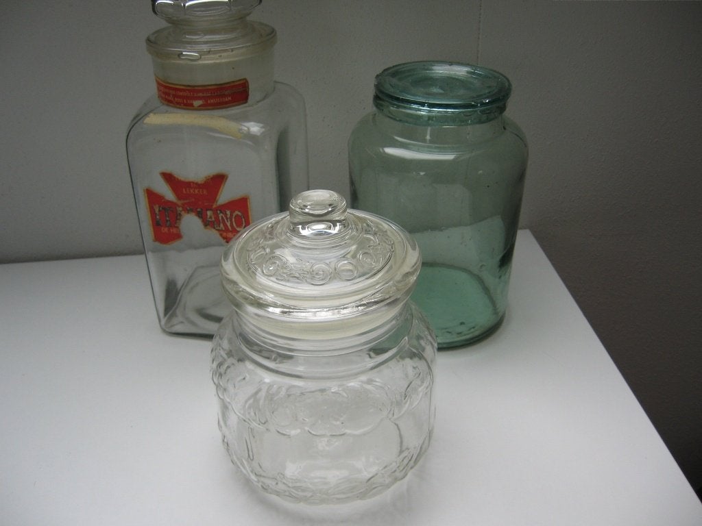 3 Grote glazen Rumtopf Weck en Stolp flessen samen €10,00, Ophalen of Verzenden