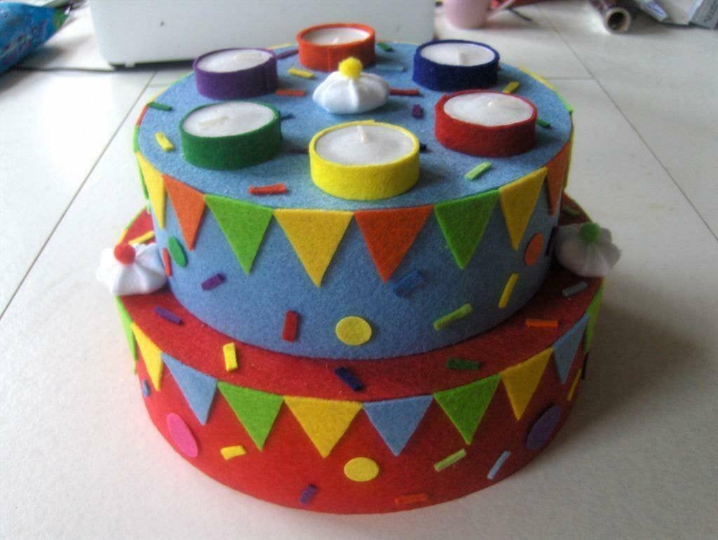 vilt verjaardag feest taart juf vieren, Ophalen of Verzenden, Nieuw, Versiering