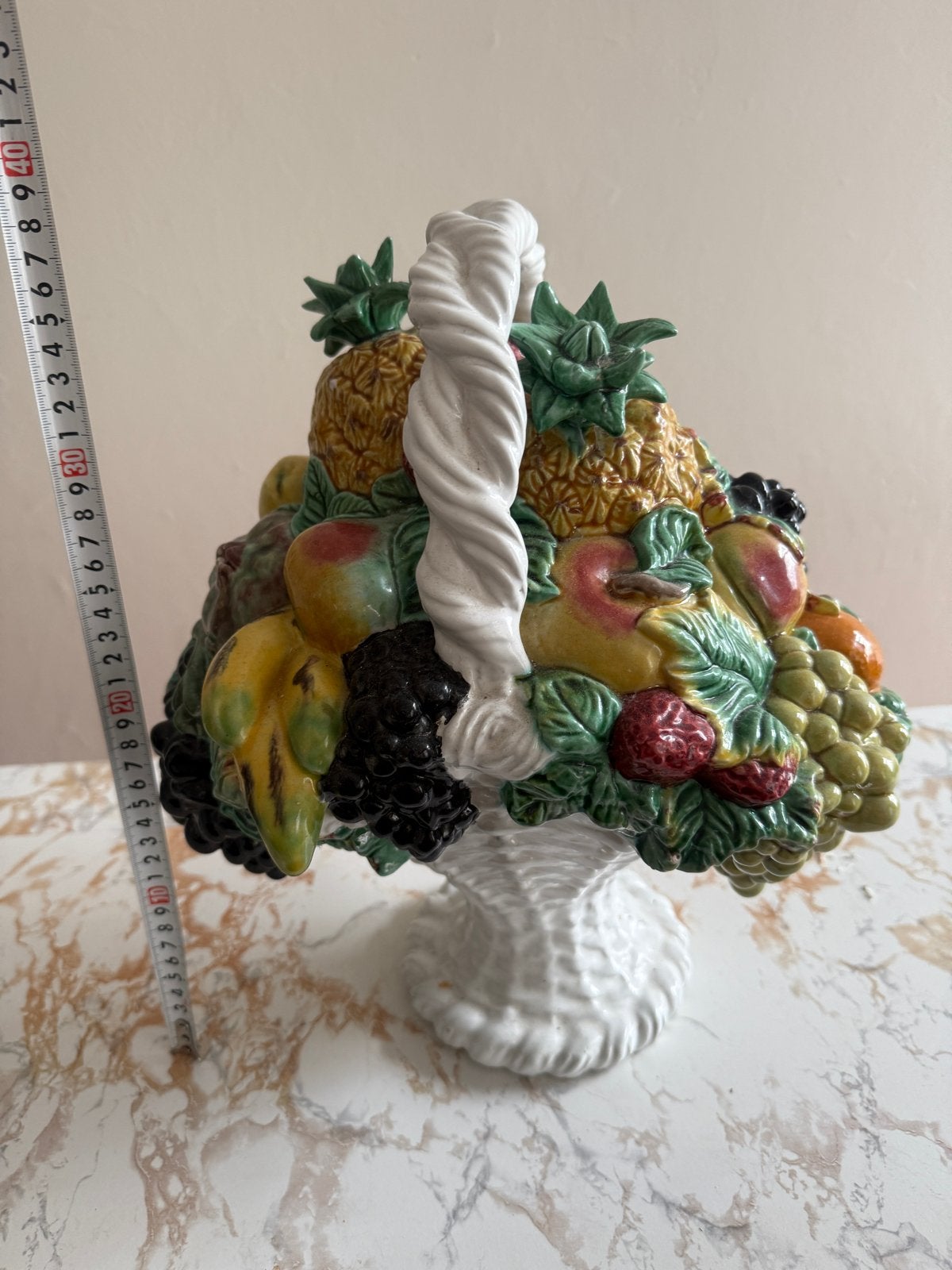 Vintage Keramische Fruitmand Vaas - Handgeschilderd, Ophalen