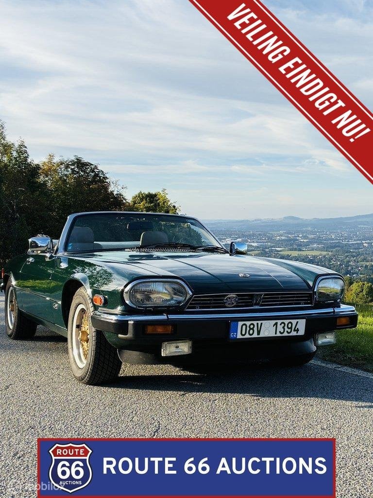 Jaguar XJS V12 Cabriolet | 1989 | Route 66 Auctions, Auto's, Overige carrosserieën, Zwart, Bedrijf, Handgeschakeld