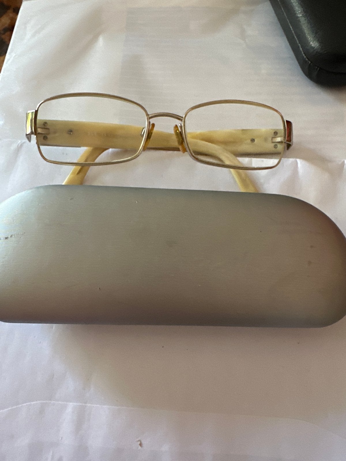 Burberry Bril met Hoornen Montuur en Etui, Overige merken, Gebruikt, Beige, Ophalen of Verzenden